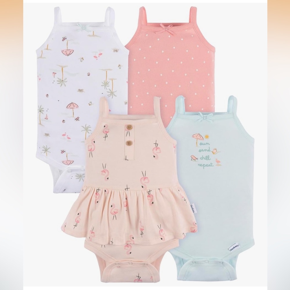 Gerber Baby Girls Multi-Pack Sleeveless Onesies Bodysuit